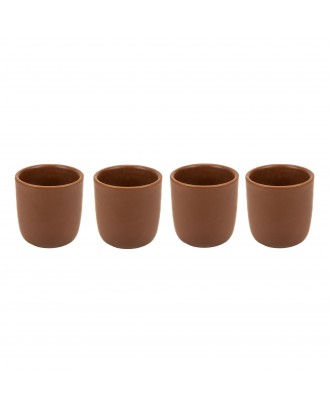 Set 4 cesti ceramica pentru espresso, 9 cm, Mira Brown - VILLACER